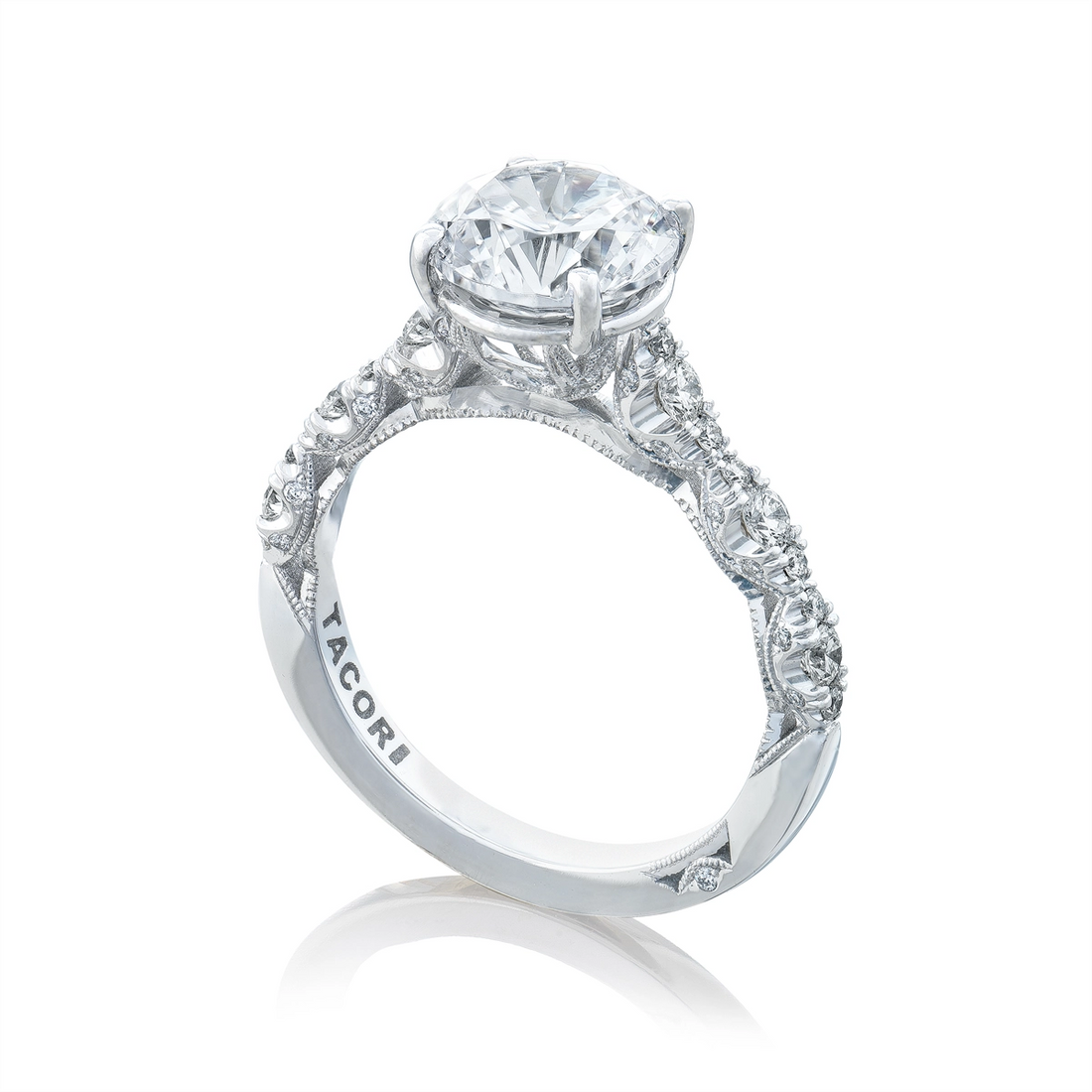 Tacori Engagement Rings in White Gold containing Diamond HT 2558 RD 8 W