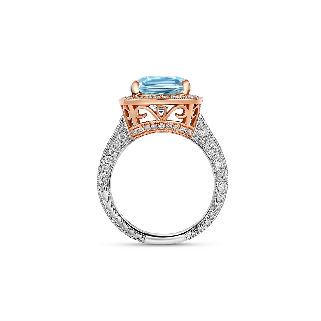Engagement Collections Rings in Mixed Metals containing Aquamarine, Multi-gemstone, Diamond 409643