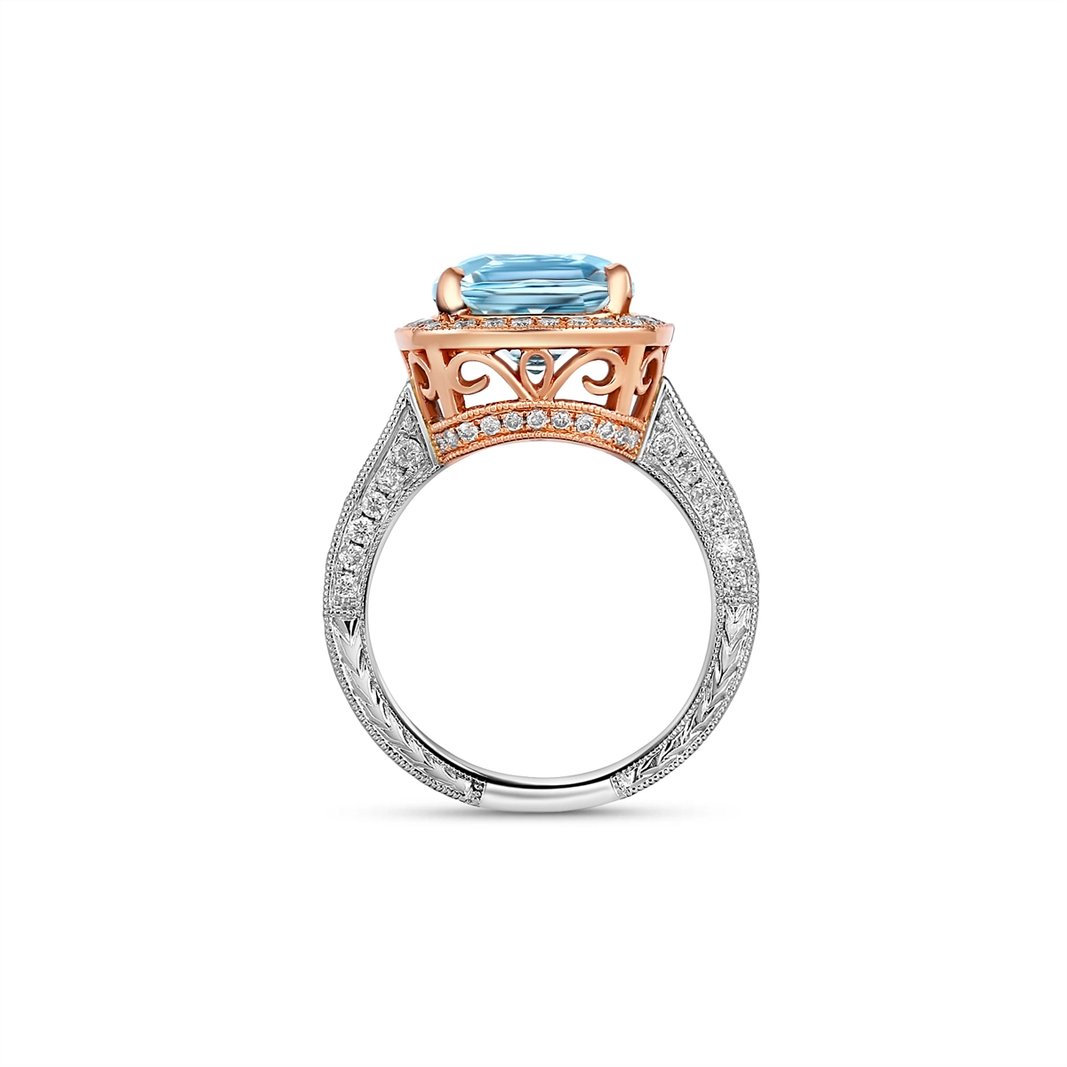 Engagement Collections Rings in Mixed Metals containing Aquamarine, Multi-gemstone, Diamond 409643