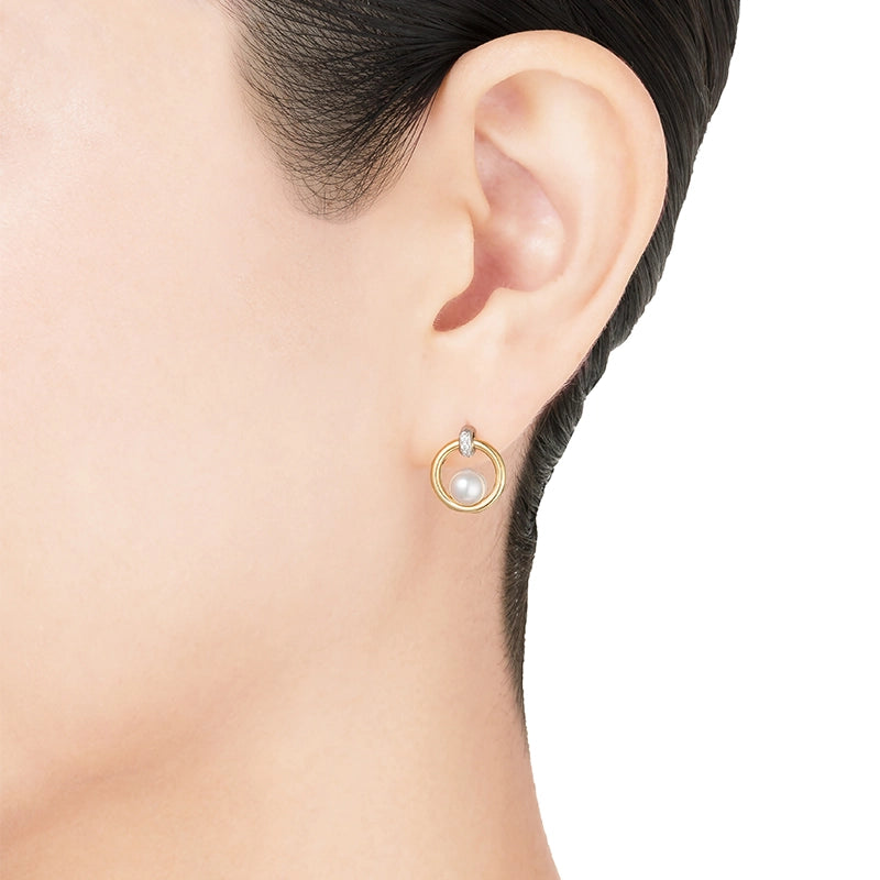 Mikimoto Earrings in Mixed Metals containing Multi-gemstone, Diamond, Pearl MEQ10159ADXC