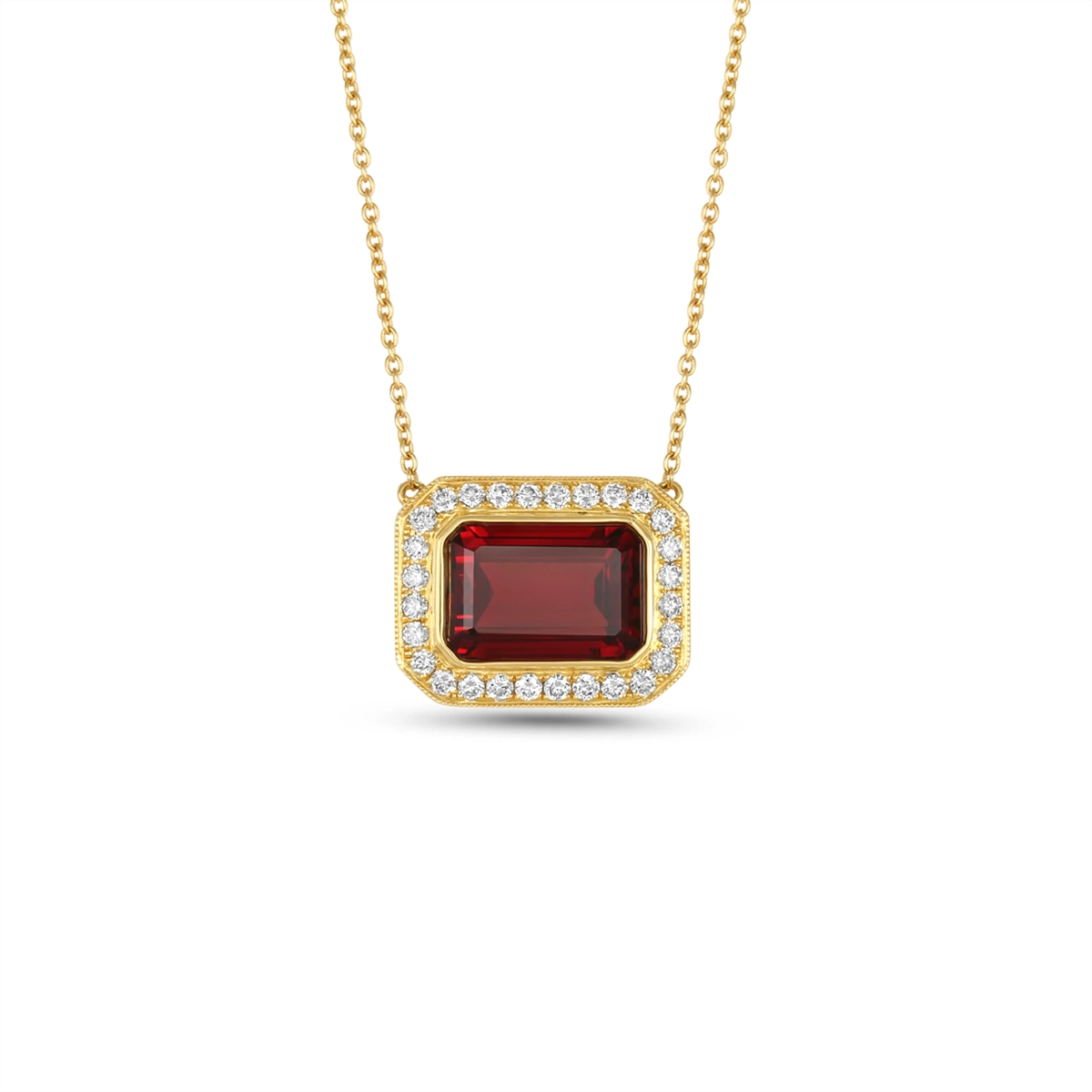 Doves Necklaces in Yellow Gold containing Garnet, Multi-gemstone, Diamond N9797GT