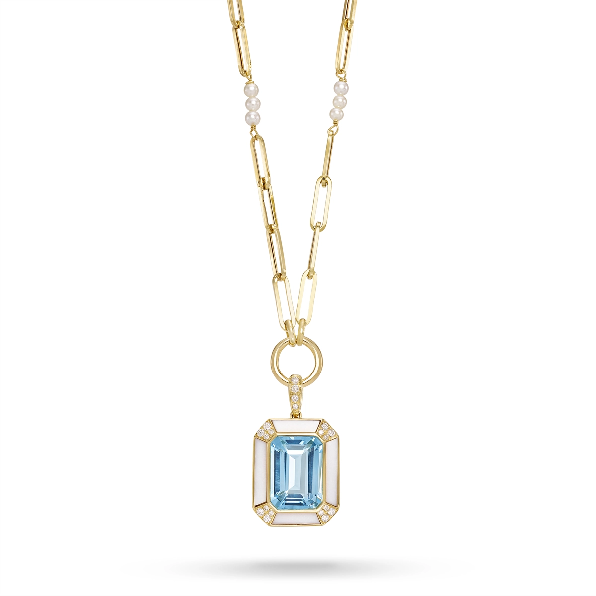 Doves Pendants in Yellow Gold containing Blue topaz , Other, Multi-gemstone, Diamond P8897WABT