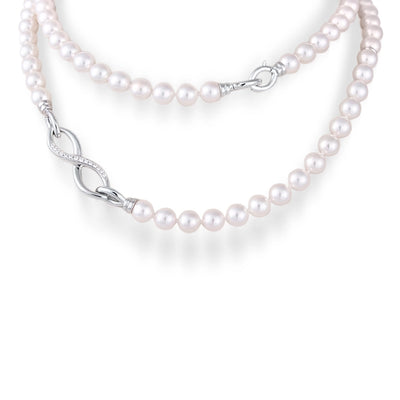 csv_image Mikimoto Necklace in White Gold containing Multi-gemstone, Diamond, Pearl MNQ10021ADXW