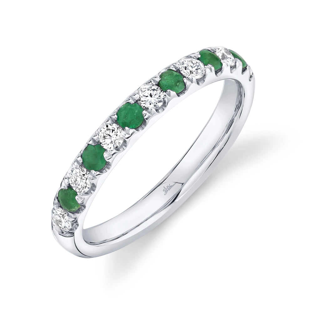 Wedding Bands Rings in White Gold containing Multi-gemstone, Diamond, Emerald 411898