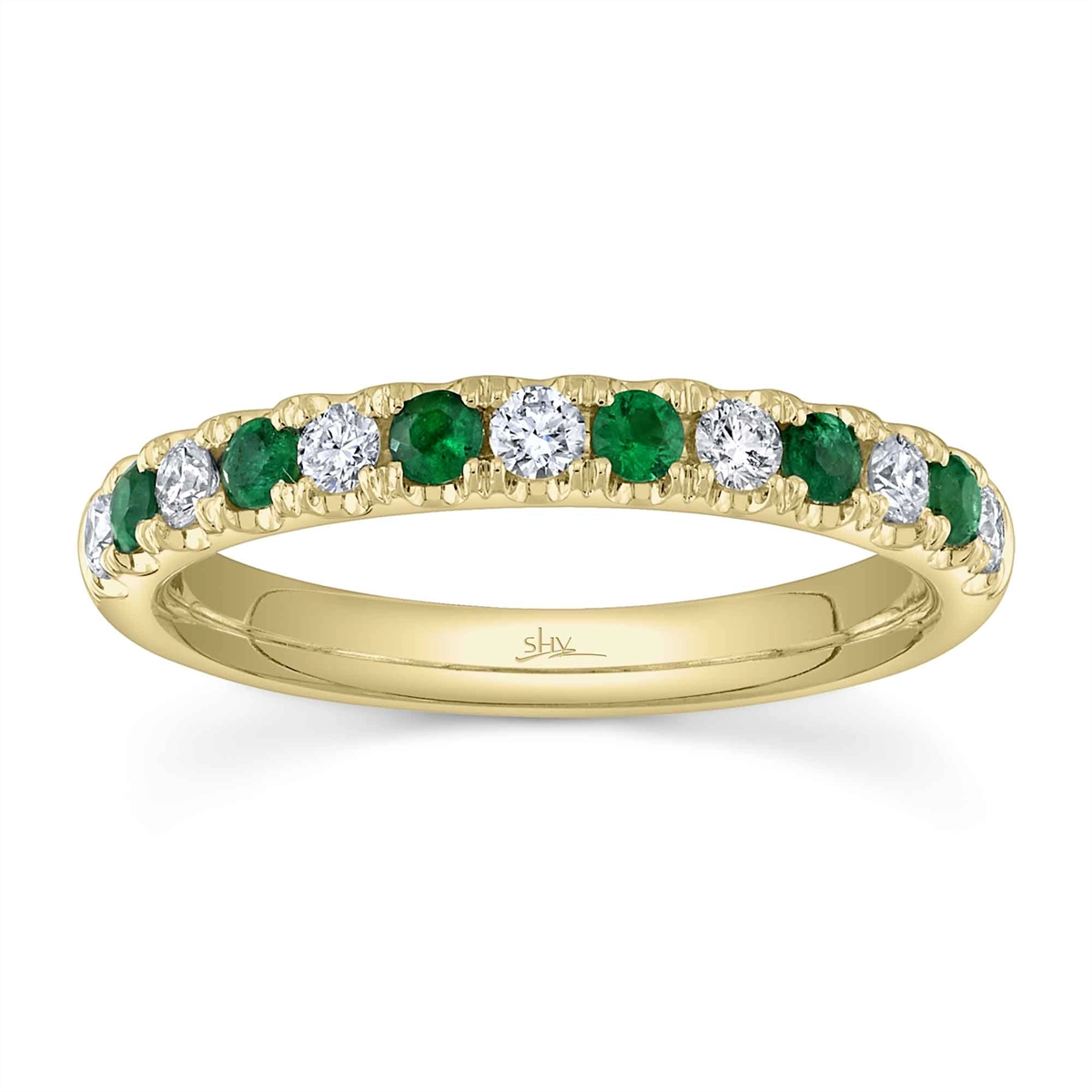 Wedding Bands Wedding Rings in Yellow Gold containing Multi-gemstone, Diamond, Emerald 411899