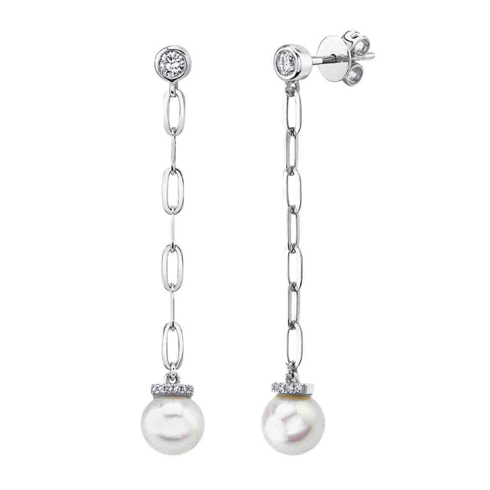Earrings Earrings in White Gold containing Multi-gemstone, Diamond, Pearl 412049
