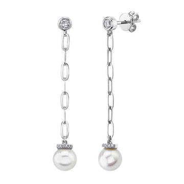Earrings Earrings in White Gold containing Multi-gemstone, Diamond, Pearl 412049