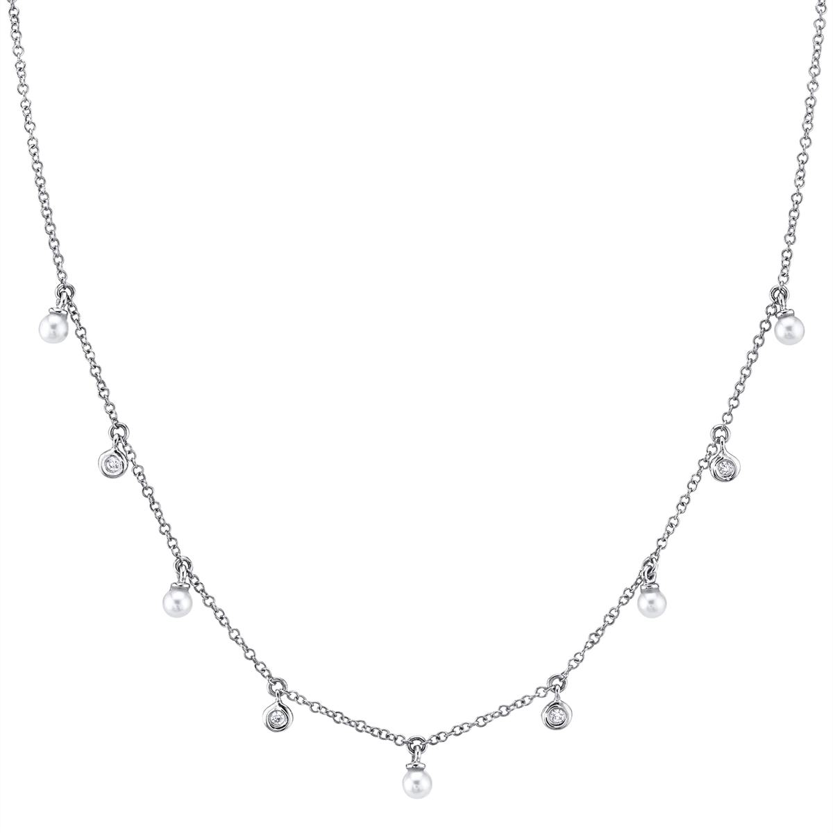 Necklaces Necklaces in White Gold containing Multi-gemstone, Diamond, Pearl 412115