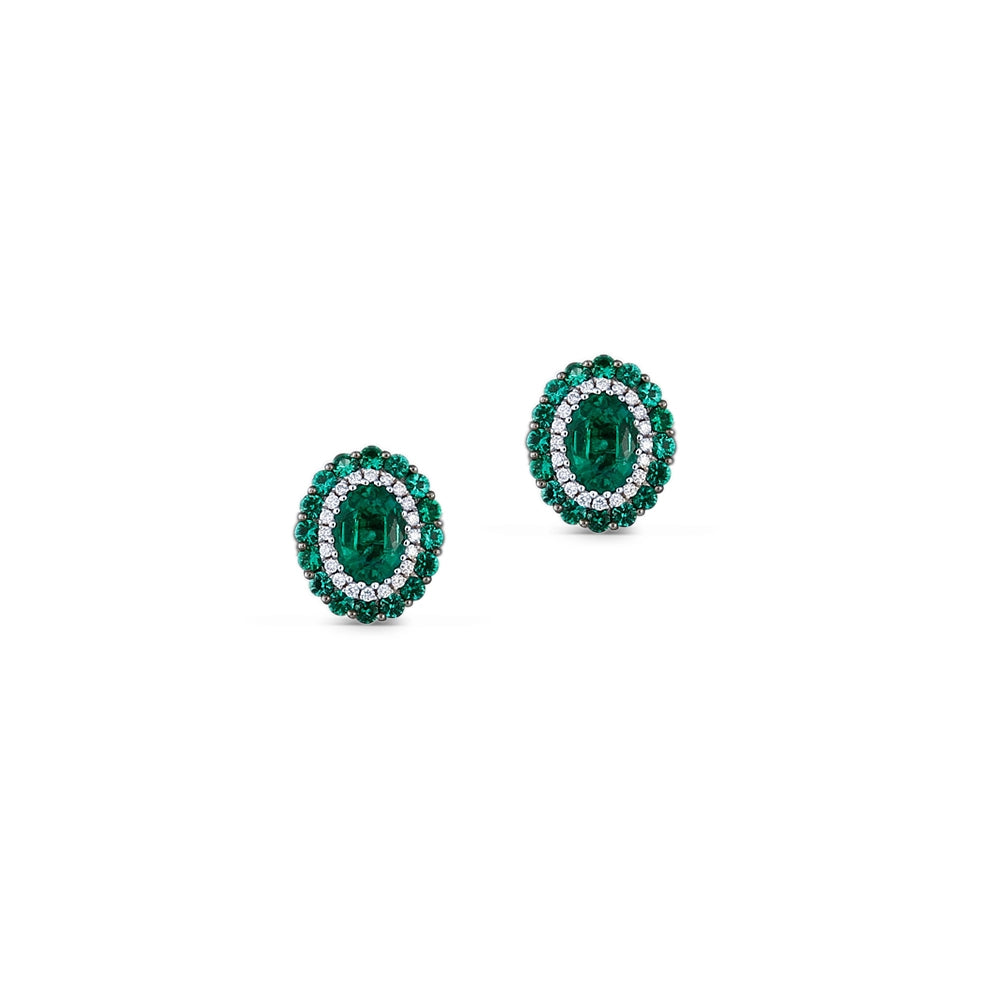 Earrings Earrings in White Gold containing Multi-gemstone, Diamond, Emerald 412605
