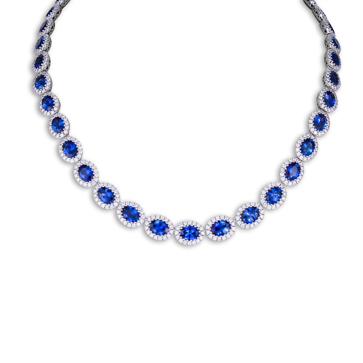 Necklaces Necklaces in White Gold containing Multi-gemstone, Diamond, Sapphire 412630