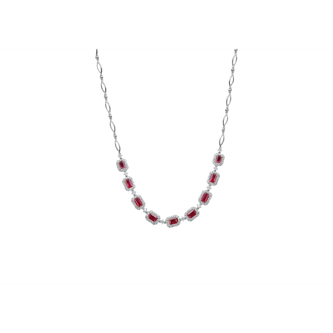 Necklaces Necklaces in White Gold containing Multi-gemstone, Diamond, Ruby 412975