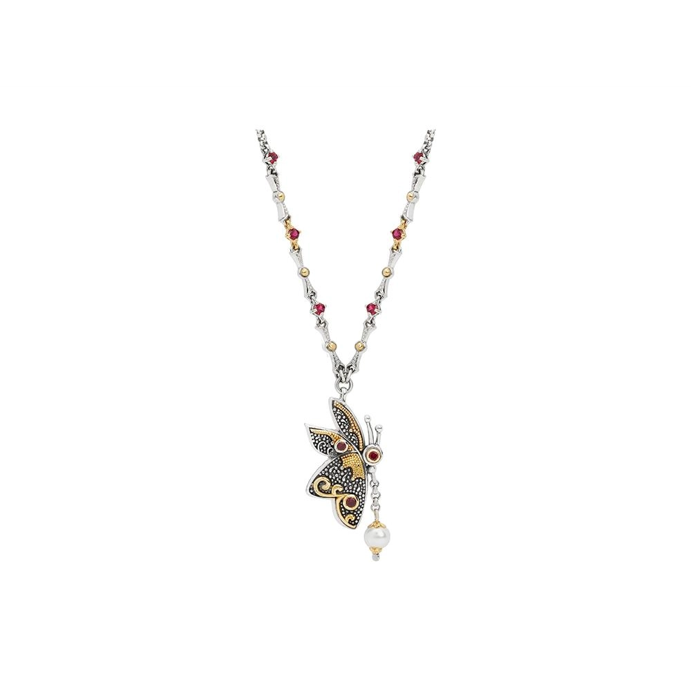 Konstantino Necklaces in Mixed Metals containing Multi-gemstone, Pearl, Corundum KOKJ487-539-18
