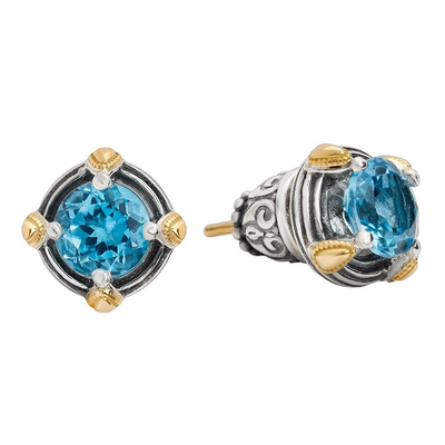 Konstantino Earrings in Mixed Metals containing Blue topaz  SKMK3208-524-CUT
