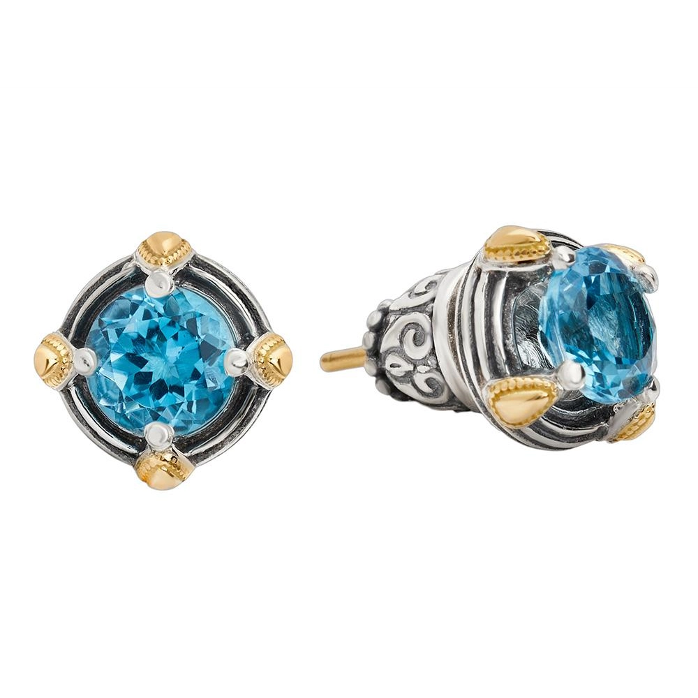 Konstantino Earrings in Mixed Metals containing Blue topaz  SKMK3208-524-CUT