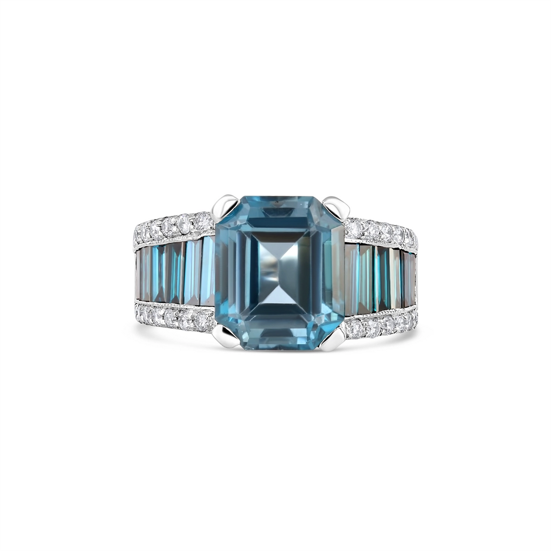 Undefined Rings in White Gold containing Blue topaz , Other, Multi-gemstone, Diamond 413082