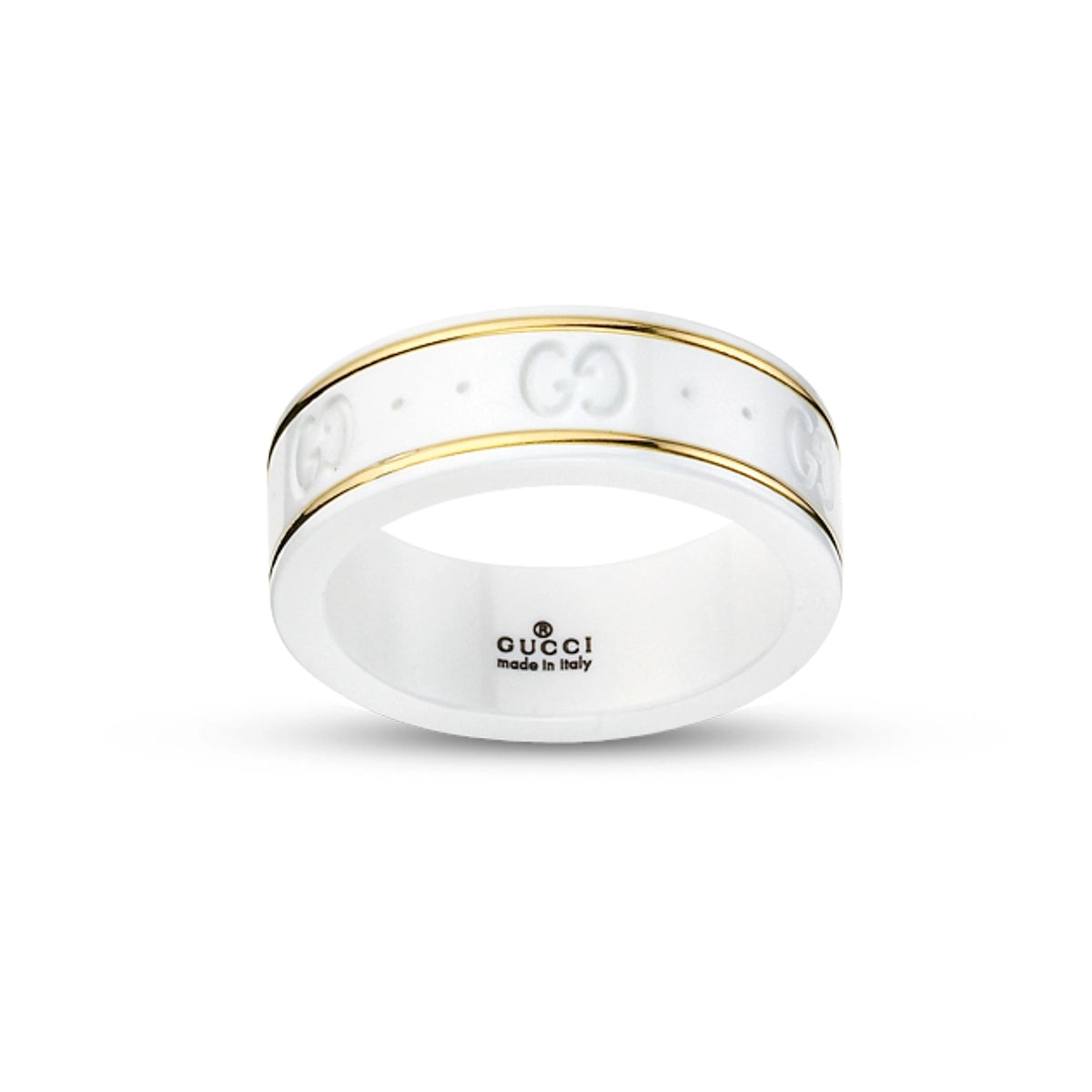 Gucci 18K Yellow Gold & White Zirconia Icon Band Ring – Meierotto