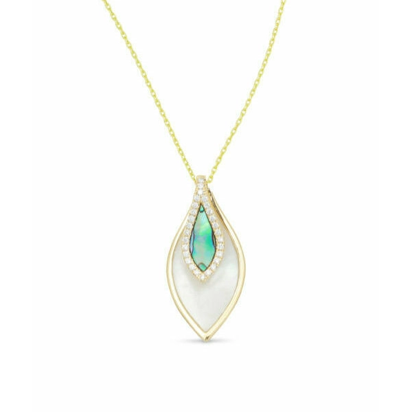 Frederic Sage Necklaces in Yellow Gold containing Mother of pearl, Other, Multi-gemstone, Diamond P3700WA-4-YWAL