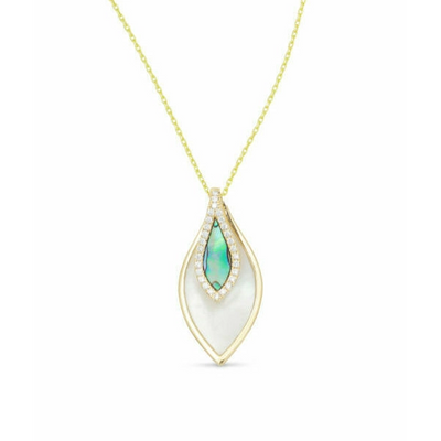 Frederic Sage Necklaces in Yellow Gold containing Mother of pearl, Other, Multi-gemstone, Diamond P3700WA-4-YWAL