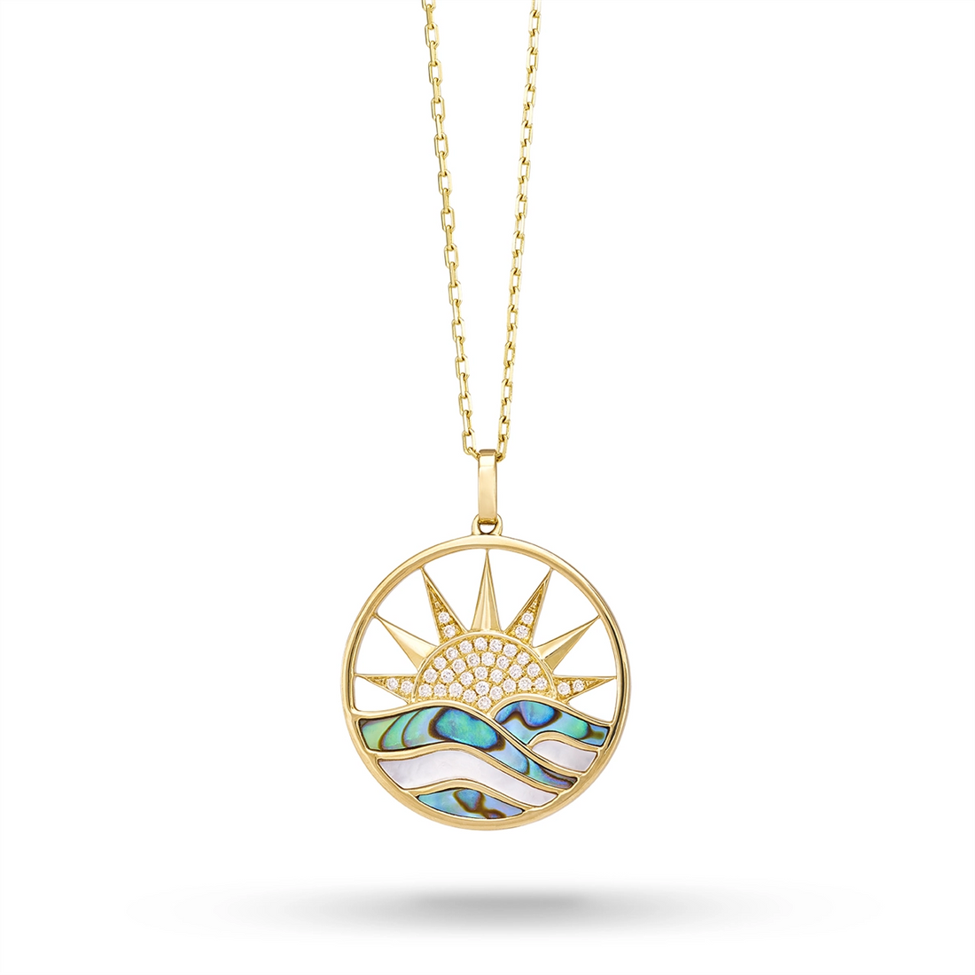 Frederic Sage Necklaces in Yellow Gold containing Mother of pearl, Other, Multi-gemstone, Diamond P3770AW-4-YAWM