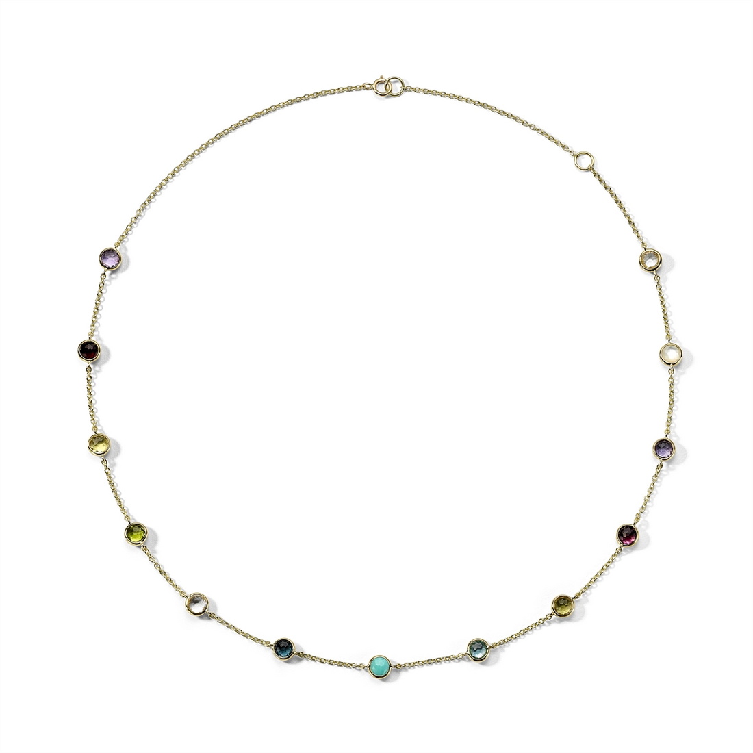 Ippolita Necklaces in Yellow Gold containing Amethyst, Blue topaz , London blue topaz, Mother of pearl, Citrine, Garnet, Quartz, Pink tourmaline, Peridot, Multi-gemstone, Turquoise GN1680RAINBOW