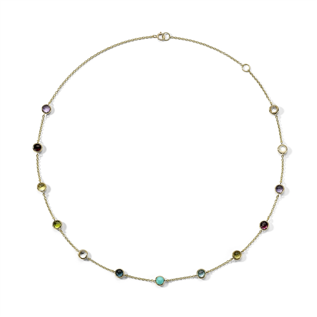 Ippolita Necklaces in Yellow Gold containing Amethyst, Blue topaz , London blue topaz, Mother of pearl, Citrine, Garnet, Quartz, Pink tourmaline, Peridot, Multi-gemstone, Turquoise GN1680RAINBOW