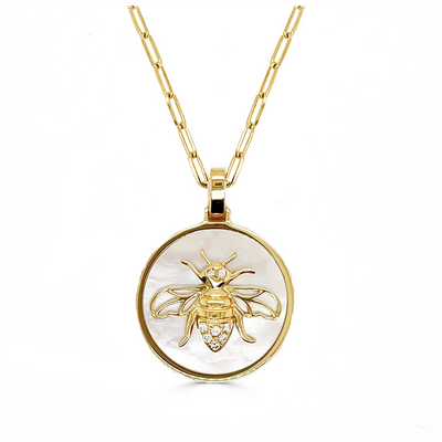 csv_image Frederic Sage Necklace in Yellow Gold containing Mother of pearl, Multi-gemstone, Diamond P3902PC-PB-4YWMP
