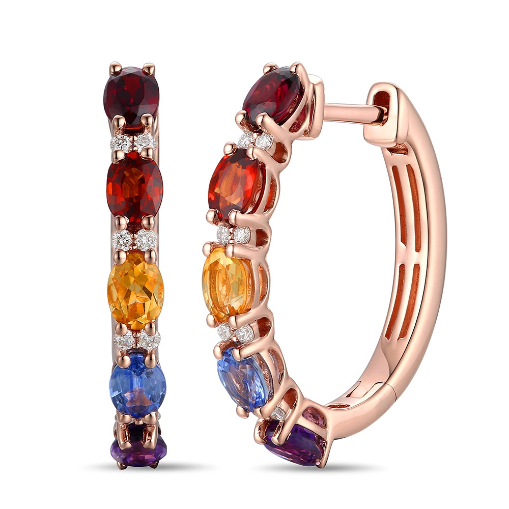 Le Vian Earrings in Rose Gold containing Amethyst, Citrine, Garnet, Other, Multi-gemstone, Diamond, Sapphire TSHF-3