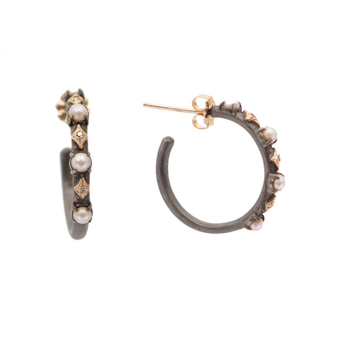 Armenta Earrings in Mixed Metals containing Multi-gemstone, Diamond, Pearl 19237