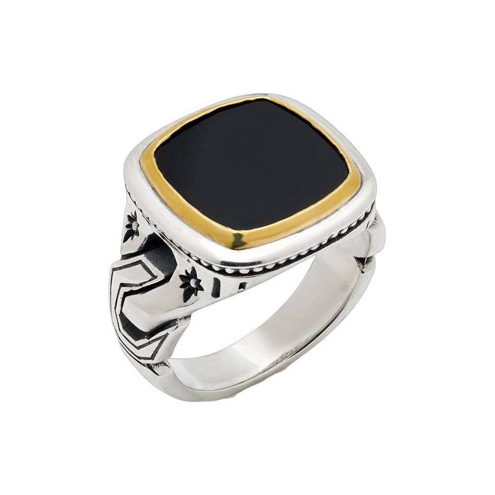 Konstantino Rings in Mixed Metals containing Black onyx DKJ958-300-120 S10