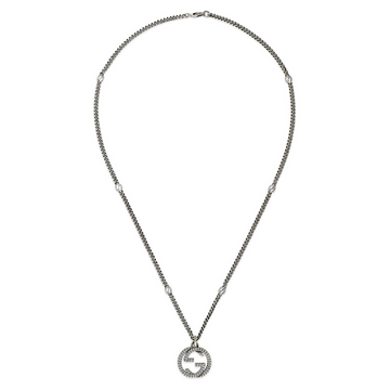 Gucci Sterling Silver Interlocking G Necklace with GG Pendant