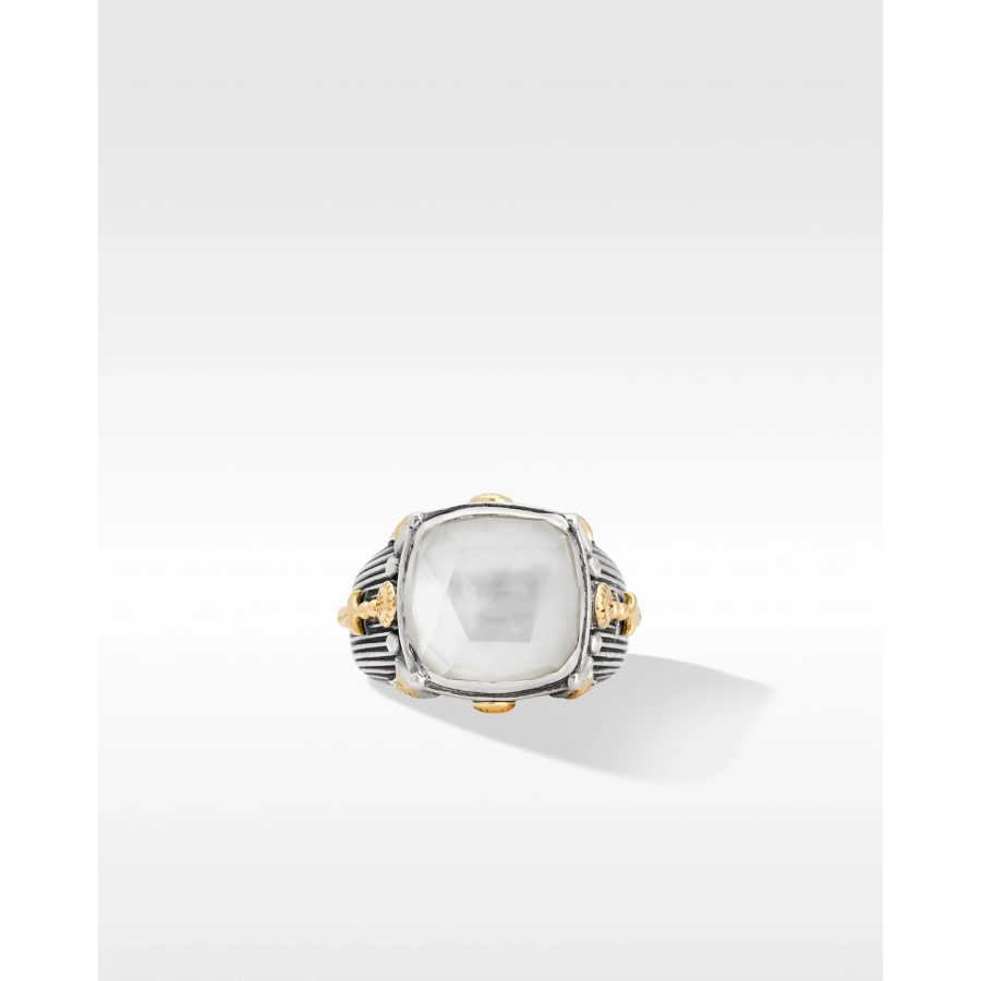 Konstantino Rings in Mixed Metals containing Mother of pearl DMK2148-117-CUT-S7