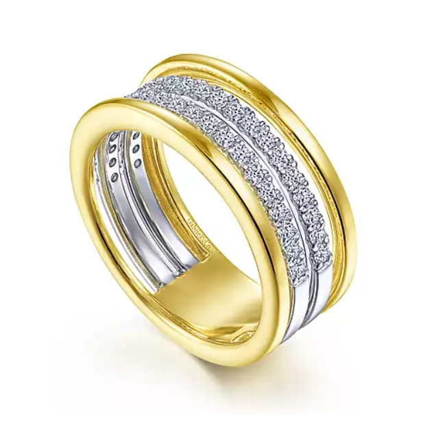 Gabriel & Co Rings in Mixed Metals containing Diamond LR52033M45JJ
