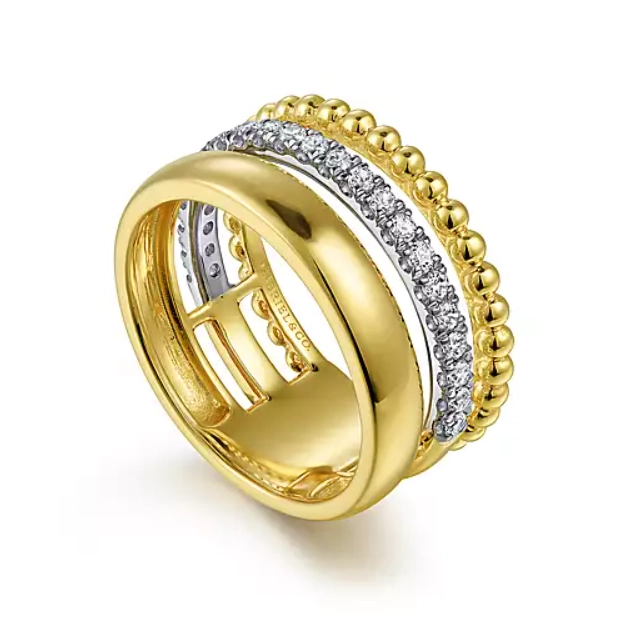 Gabriel & Co Rings in Mixed Metals containing Diamond LR52203M45JJ