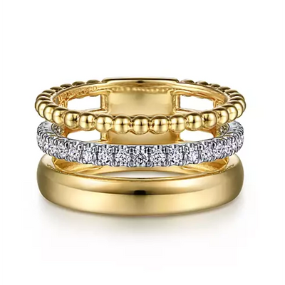Gabriel & Co Rings in Mixed Metals containing Diamond LR52203M45JJ