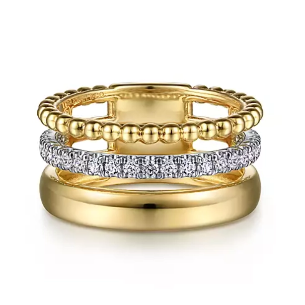 Gabriel & Co Rings in Mixed Metals containing Diamond LR52203M45JJ