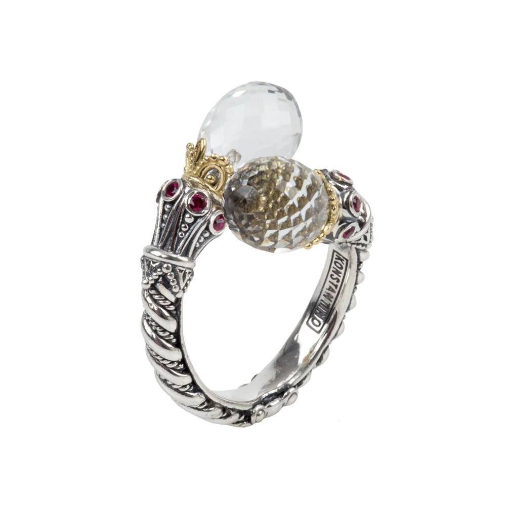 Konstantino Rings in Mixed Metals containing Quartz, Multi-gemstone, Corundum DMK2127-480 S7