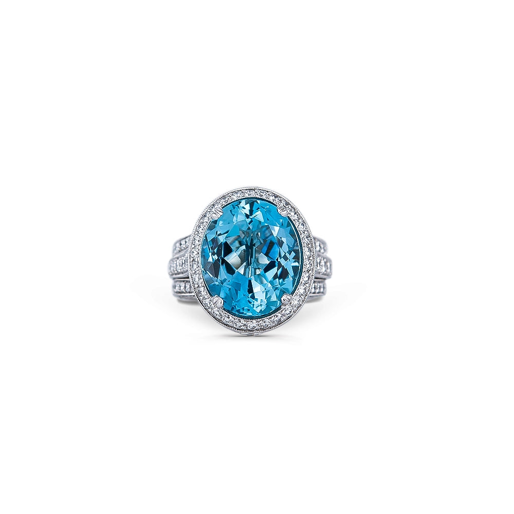Jack Kelege Rings in Platinum/Palladium containing Aquamarine, Diamond KPR518