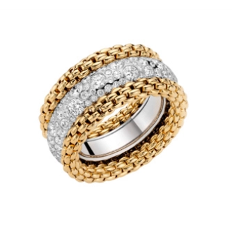 csv_image FOPE Ring in Mixed Metals containing Diamond AN712-PAVE11-14-YW