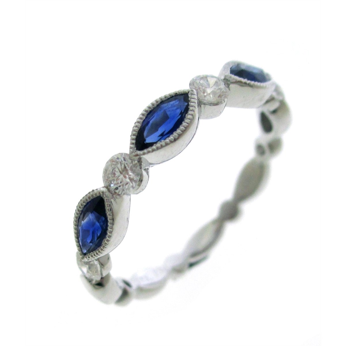 Rings Wedding Rings in White Gold containing Multi-gemstone, Diamond, Sapphire 421897
