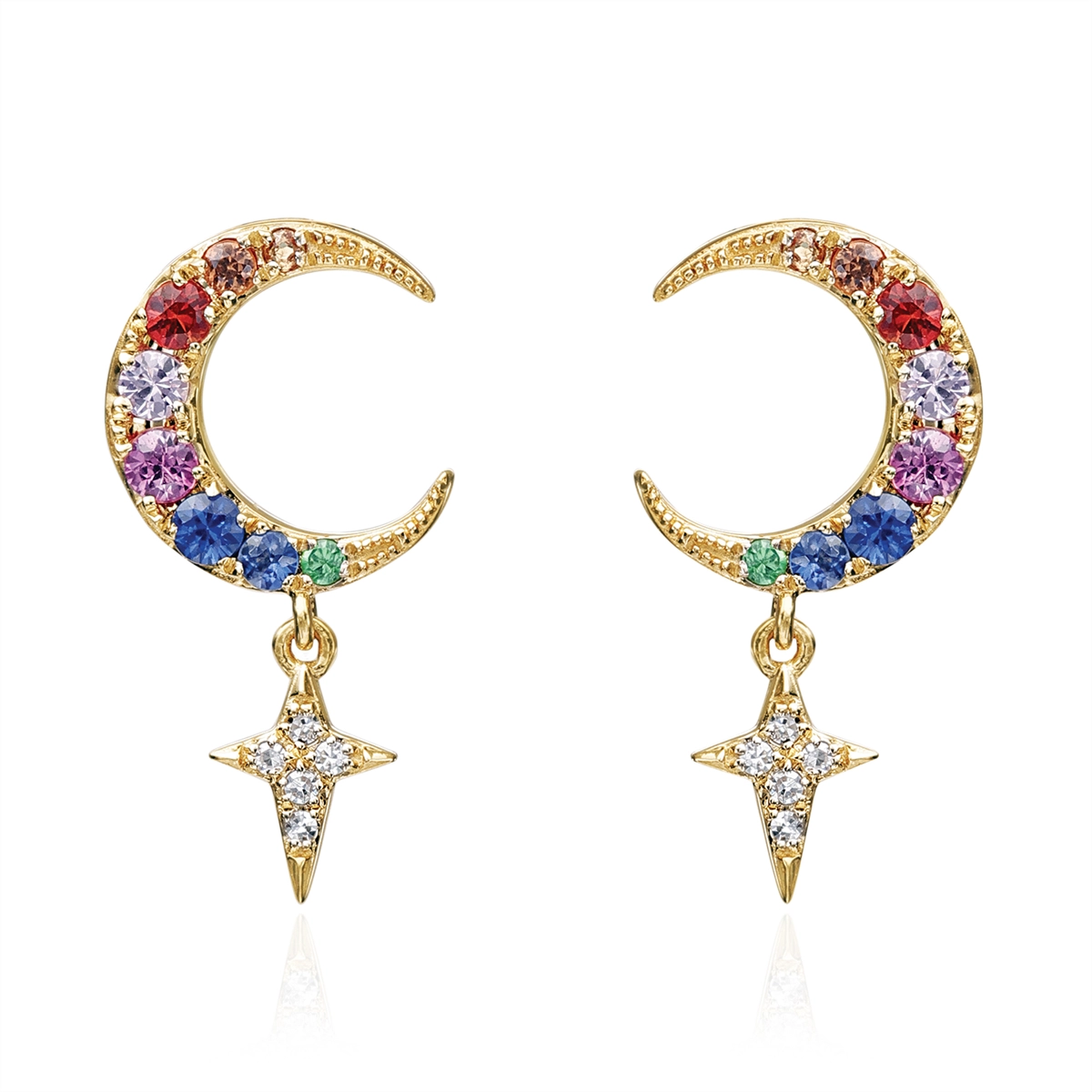 Earrings Earrings in Yellow Gold containing Other, Multi-gemstone, Diamond, Sapphire 422675