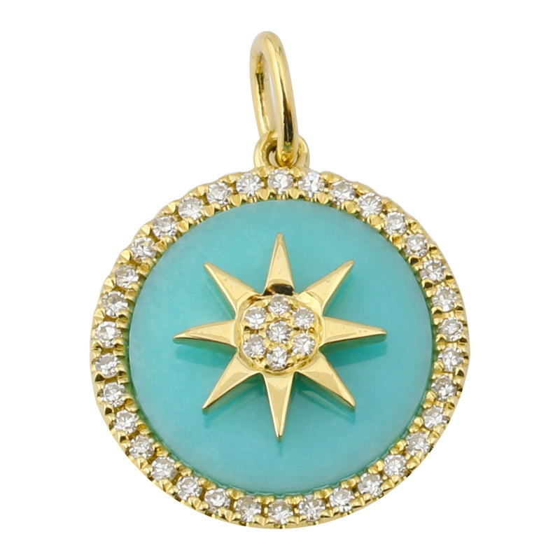Pendants Pendants in Yellow Gold containing Multi-gemstone, Diamond, Turquoise 422712