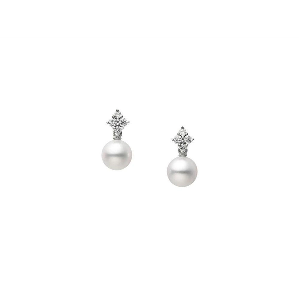 Mikimoto Earrings in White Gold containing Multi-gemstone, Diamond, Pearl MEQ10192ADXW