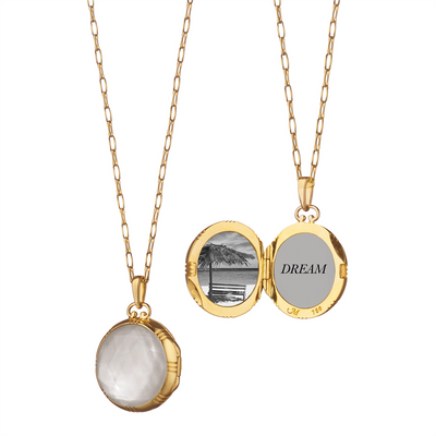 Monica Rich Kosann Necklaces in Yellow Gold containing Mother of pearl, Quartz, Multi-gemstone 44420-WHITE
