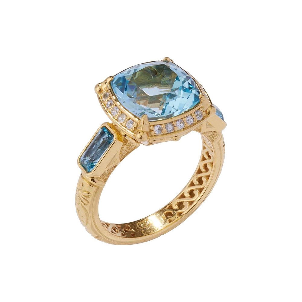 Konstantino Rings in Yellow Gold containing Blue topaz , Other, Multi-gemstone DMK01189-18KT-626-S7
