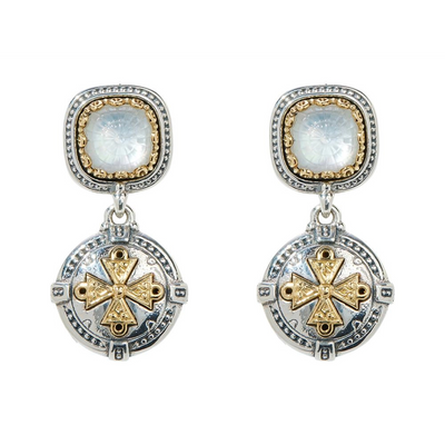 Konstantino Earrings in Mixed Metals containing Mother of pearl, Quartz, Multi-gemstone SKKJ701-313