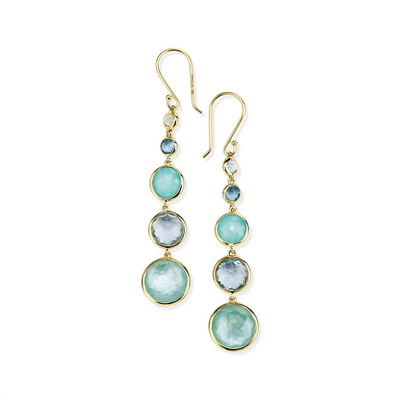 Ippolita Earrings in Yellow Gold containing Blue topaz , Mother of pearl, Quartz, Other, Multi-gemstone, Turquoise GE1015WATERFALL