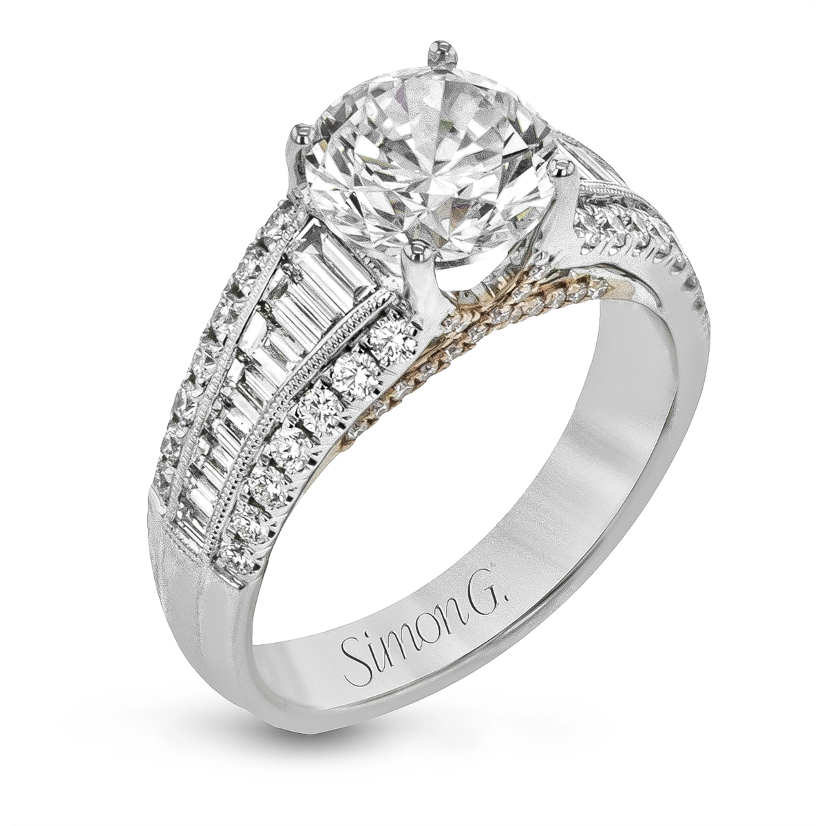 Simon G Engagement Rings in Mixed Metals containing Diamond LR2370