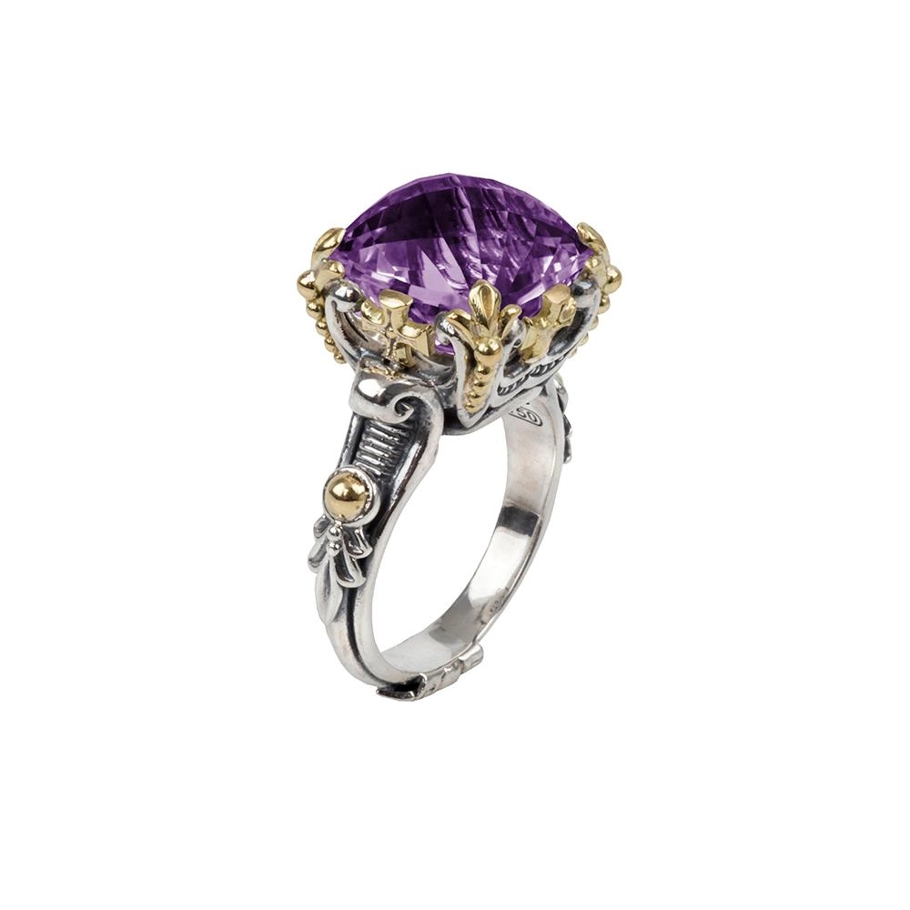 Konstantino Rings in Mixed Metals containing Amethyst DMK2124-101 S7