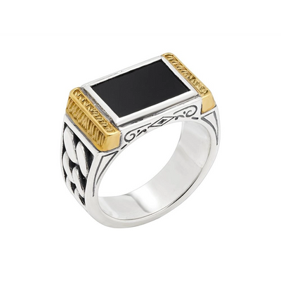 Konstantino Rings in Mixed Metals containing Black onyx DKJ952-300-120 S10