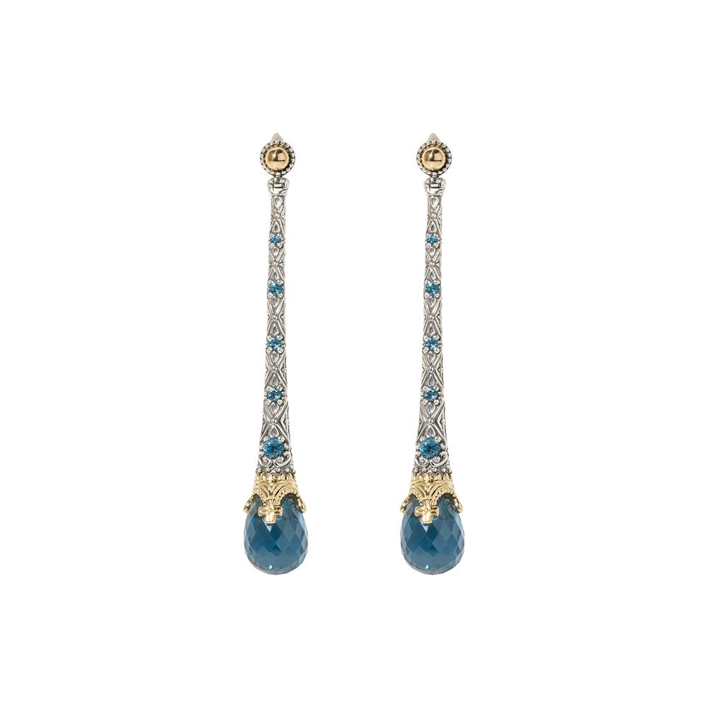 Konstantino Earrings in Mixed Metals containing London blue topaz, Other, Multi-gemstone SKMK3151-639